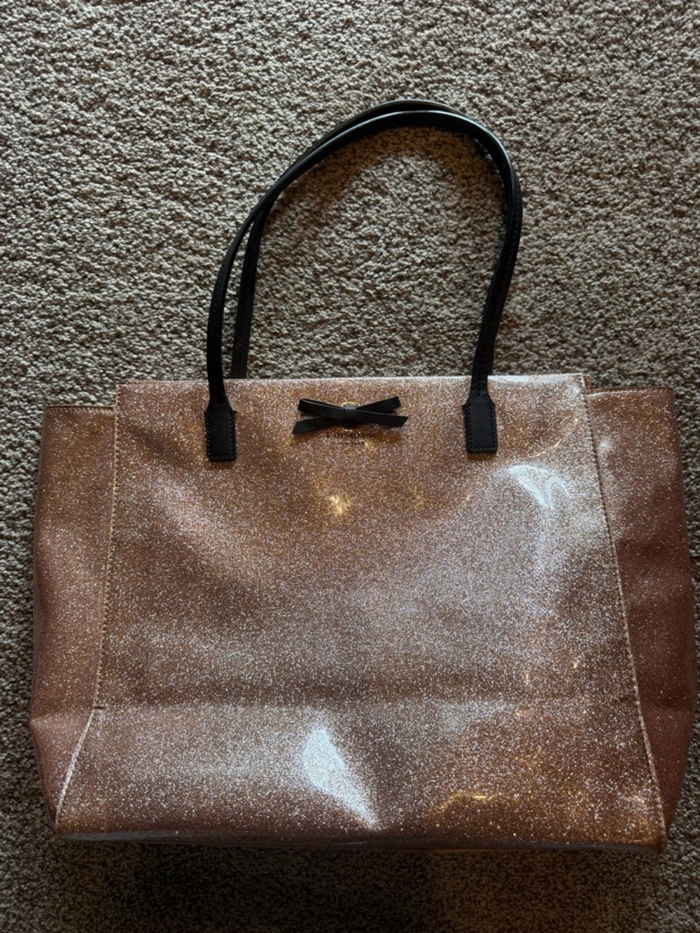 kate spade Glitter Pink Tote with Black Handles